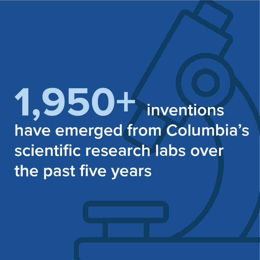 1,950 inventions have emerged from Columbia's scientific research labs over the past five years