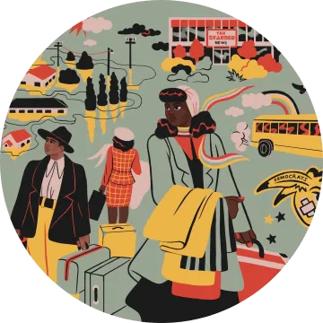 A collage depicting the Center for Oral History Research