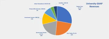 University GAAP Revenues pie chart for FY2025