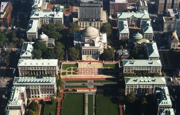 An aerial view of Columbia's Morningside campus.